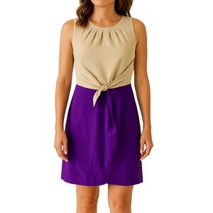 Richard Chai for Target Purple Ivory Colorblock Faux Wrap Dress Size 9 New